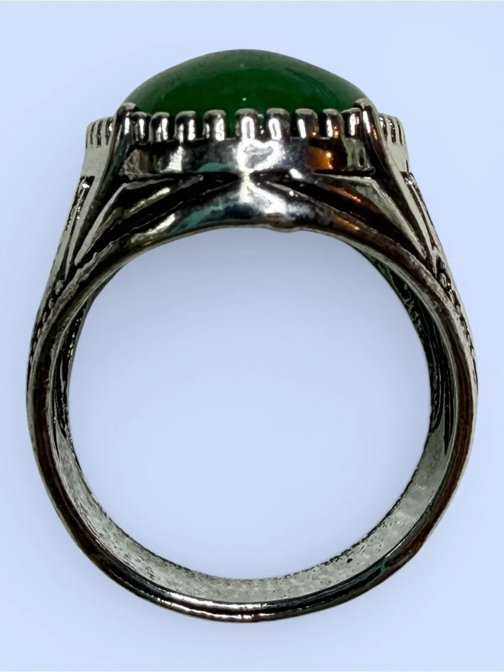 Shamrock Green Cabochon Jade Ring size 8 Unisex